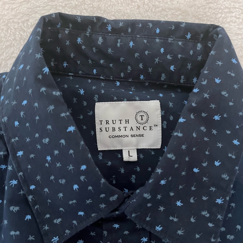 Truth Substance Navy Patterned Button Down Shirt - Picture 2 of 2